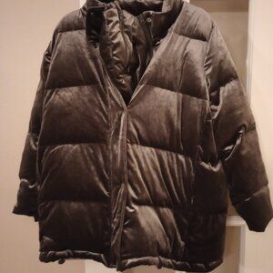 Seraphine Maternity & Babywearing Velvet Puffer Coat